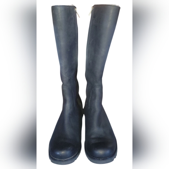 UGG Australia Broome II Black Tall Leather Shearling Winter Women's Boots 6.5 - Picture 11 of 12